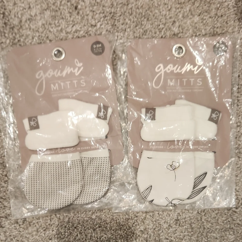 Goumi Kids Mittens - White and Gray